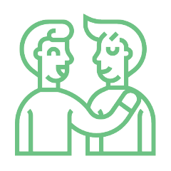 an icon of someone in front of a house to represent household tasks support