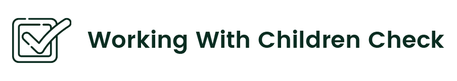 a checkmark with the text Working with Children Checl